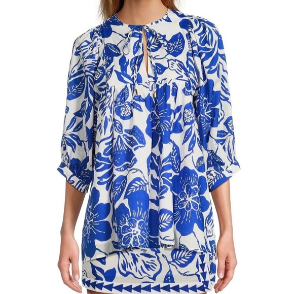 J.Marie Laken V-Neck Puff Sleeve Pullover Coordinating Tunic - Picture 2 of 10